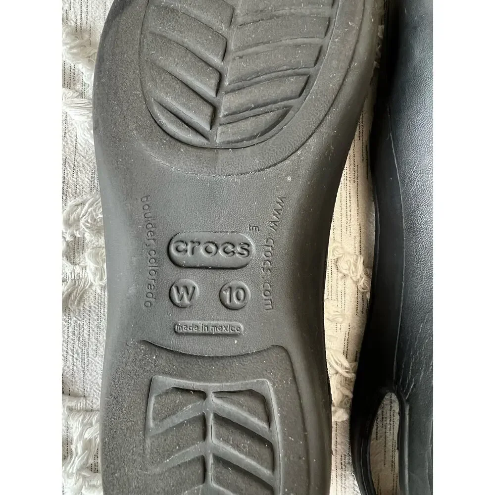 Crocs Olivia Black Gem Slingback Slip-On Comfort Round Toe Flats Sz 10 - Picture 7 of 9